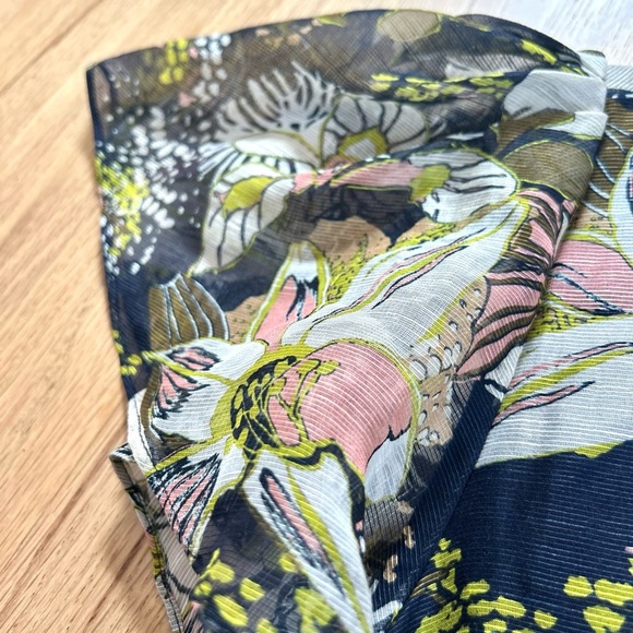 TANYA TAYLOR blaire midi dress linen-silk floral ruffle flutter faux wrap size 6 - Picture 6 of 16